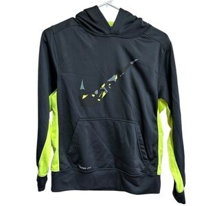 Nike Pullover Sweatshirt Hoodie Therma-Fit Boys Size Large Black and Lime